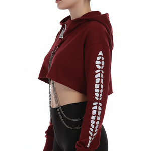 Sudaderas con Capucha para Mujer, Manga Larga, con Cadena Reflectante, Estilo Moderno, 100% Algodón Felpa, Logotipo Personalizado - Product Image 4
