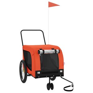 Arancione e nero Pet Bike rimorchio resistente Oxford tessuto e ferro per avventure all'aria aperta - Product Image 2