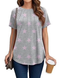 T-shirts d'été pour femmes en modal de haute qualité, doux, à col rond, à manches courtes, anti-UV, écologiques, anti-rétrécissement, imprimés numériquement, avec boutons - Product Image 3