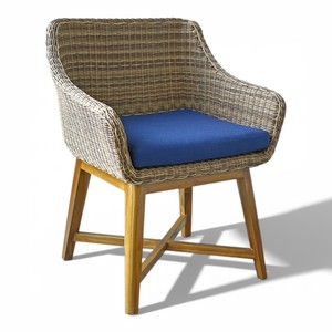 Silla de Comedor Moderna y Duradera, Tejida a Mano, con Madera de Teca Sólida y Cojín, para Hoteles, Villas, Restaurantes y Bistrós - Product Image 5