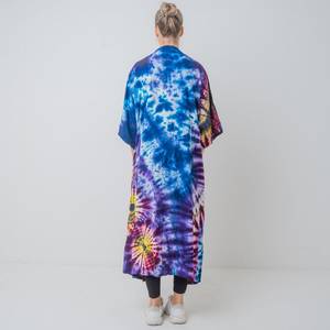 Kimono long en tissu rayonne tie-dye, style bohème, pour femme, idéal pour la plage, les vacances d'été, comme cache-maillot ou tenue de resort sexy, disponible en grandes tailles - Product Image 4