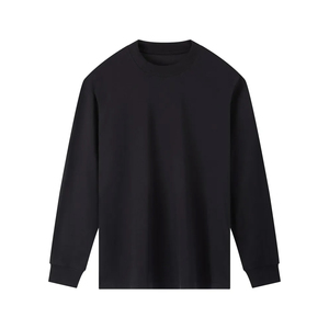 เสื้อสเวตเชิ้ตแขนยาวคอกลมสีดำสำหรับผู้ชาย ทรงปกติ สไตล์ลำลอง สีพื้น ดีไซน์เรียบง่าย - Product Image 1