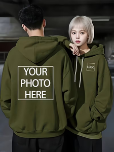 Customizable Men's Eco-Friendly Fleece Hoodie Personalized Photo/Text Front Back Design Winter Pullover Sweatshirt Pocket Soft - Product Image 5
