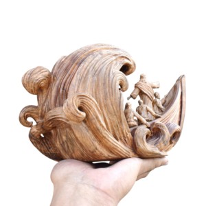 Figura de Barco Tallada a Mano en Madera, Jesús y Discípulos, Arte Religioso Coleccionable, Decoración Independiente - Product Image 6