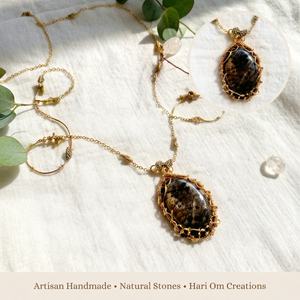 Handmade Labradorite Macrame Pendant Necklace Oval Natural Flash Labradorite Boho Gemstone Jewelry Adjustable Cord Women Gift - Product Image 5