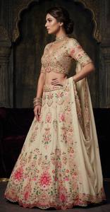 Lehenga Choli en soie rose brodée, longueur au sol, tenue de mariage traditionnelle pour femmes, style Inde Pakistan - Product Image 4