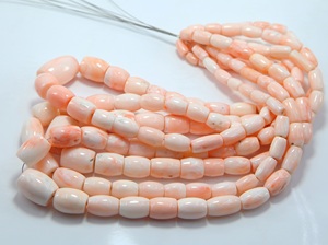 Perles tubulaires en corail rose naturel japonais, lisses, en pierre précieuse, brin de 17 pouces pour la fabrication de bijoux - Product Image 3