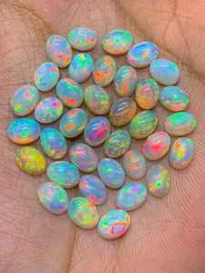Opales de feu Welo d'Éthiopie naturelles authentiques, cabochons ovales colorés, pierres précieuses en vrac, lot de 5 pièces, vente en gros - Product Image 2
