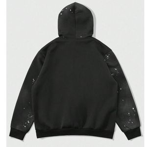 Sudadera con Capucha Personalizada con Diseño de Salpicaduras de Pintura Negra para Hombre, Sudadera de Felpa Extra Grande, Ropa Casual Urbana, Venta al Por Mayor OEM, Prenda Superior de Invierno - Product Image 2