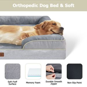 Cama Ortopédica para Perros con Soporte Alto, Espuma Viscoelástica Transpirable e Impermeable, Laterales Elevados para Razas Pequeñas y Grandes - Product Image 3