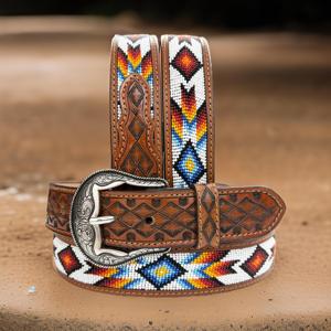 Ceinture Western en Cuir de Vache Argentin Perlé de Qualité Supérieure pour Filles, Motif Floral Gravé à la Main, Unisexe, Prête à l'Expédition, Prix d'Usine - Product Image 6