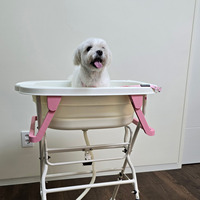 Baignoire pour animaux de compagnie HEDYS GROOMING, style mignon, réglable, portable, 3 niveaux de hauteur, pliable, structure stable, pour chiens, PP/aluminium/PTE