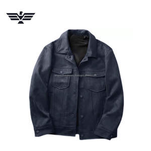 <b>Men's</b> Unique Design <b>Faux</b> <b>Leather</b>/Suede Casual <b>Jacket</b> Single Breasted Button-Up Plain Dyed Winter Vintage Style Trucker <b>Jacket</b> - Product Image 1