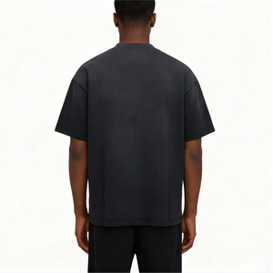 T-shirt en coton délavé pour homme, coupe oversize, col rond, style streetwear décontracté, tendance du marché américain - Product Image 3