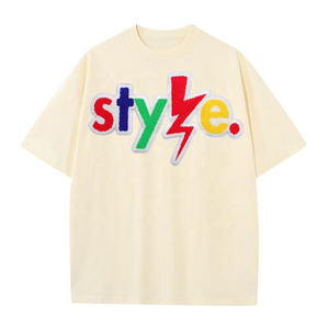 T-shirt blanc brodé pour femme, col rond, manches courtes, logo personnalisé, streetwear, haut décontracté - Product Image 3