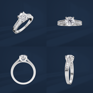 Bague de fiançailles classique en diamant rond brillant en platine PT950 pour femme avec diamants latéraux certifiés IGI - Product Image 6