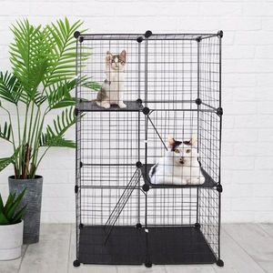 Black DIY Indoor Pet Cage with 3 Doors & 3 Tiers Detachable Playpen for Kitten Puppy Bunny Exercise - Product Image 1