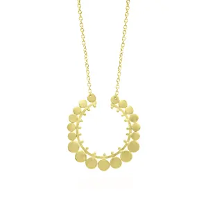 Circle pendant charm necklace waterproof gold plated brass jewelry dainty wear pendant charm minimalist jewelry women gift ideas