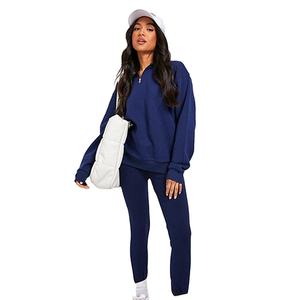 ชุดวอร์มผ้าฝ้ายฟลีซแบบมีซิปครึ่งตัว ดีไซน์ใหม่ทันสมัย น้ำหนัก 300 กรัม สำหรับผู้หญิง - Product Image 1