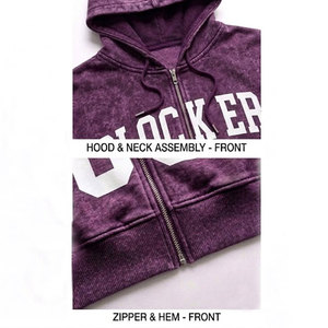 Sweat à capuche zippé pour homme, style streetwear, avec strass, délavé à l'acide, effet usé, effet soleil, coupe oversize, haute qualité - Product Image 5