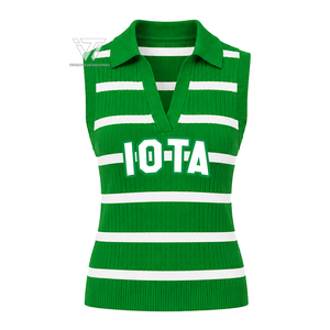 Wholesale Greek Iota Phi Lambda Sorority Clothing Embroidered Sleeveless Deep V-Neck Striped Pullover Sweater Vest - Product Image 1