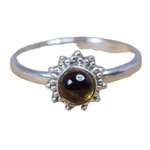 Bague d'éternité en argent sterling 925 plaqué or rose avec tourmaline jaune sertie griffe fantaisie, motif floral, tendance, faite à la main, pour soirée - Product Image 3