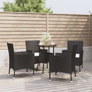 Set da bistrot con Patio in Rattan nero in 5 pezzi con cuscini Set da giardino - Product Image 1