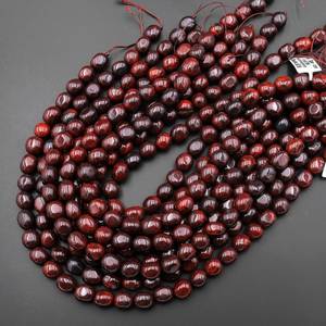 Perles de pierre naturelle en forme de galet de fer tigre rouge, pour la fabrication de bijoux, vente en gros - Product Image 2