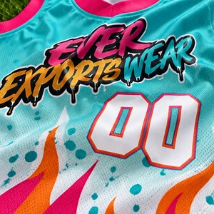 Custom Basketball Uniform Turquoise <b>Orange</b> Flame Sublimation Basketball Jersey <b>Shorts</b> Set Unique Design Custom Print Team Orders - Product Image 2