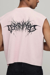 Custom Oversized Sleeveless <b>Waffle</b> Knit T <b>Shirt</b> Men Streetwear Cropped Muscle Tank Top Cotton Summer Casual Vest - Product Image 4