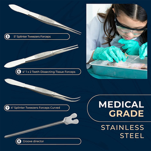 Juego Profesional de 12 Piezas de Instrumentos Quirúrgicos de Acero Inoxidable Alemán, Tijeras, Pinzas y Fórceps para Entrenamiento en Escuelas de Medicina - Product Image 4