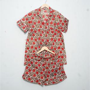 Pijamas de Mujer de Lujo, Suaves, de Algodón con Encaje, Manga Corta, Cuello en V, Estampado Floral, Transpirables, Lavables, Corte en A, Sexys, para Club Nocturno, con Cordón Ajustable - Product Image 6