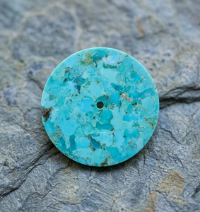 Producción a granel de esferas de reloj: Esfera de reloj de turquesa natural auténtica, disco plano de piedra preciosa redonda tipo moneda para la fabricación de relojes de lujo para hombres y mujeres. - Product Image 3