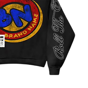 Sweat à capuche unisexe noir personnalisé, coupe oversize, effet délavé soleil, broderie, en molleton bouclette, style streetwear, grammage lourd, 100% coton, strass numériques - Product Image 5