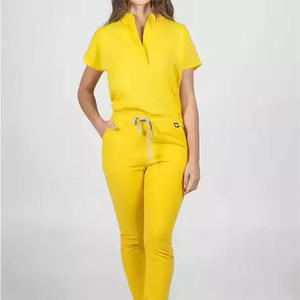 ชุดยูนิฟอร์มโรงพยาบาล WARPRO INDUSTRY สีเหลือง ผ้าฝ้ายทอ แบบ unisex พร้อมเชือกผูกเอว กระเป๋าเก็บของ ตรวจจับเข็มได้ ไร้รอยต่อ - Product Image 3