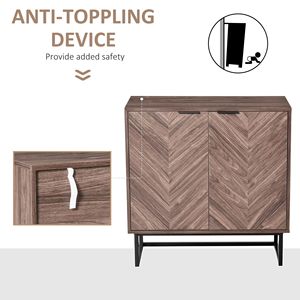 2 Door Walnut Free Standing Storage Cabinet Adjustable Shelf Double Door <b>Sideboard</b> Console Table for Kitchen & Living Room - Product Image 4