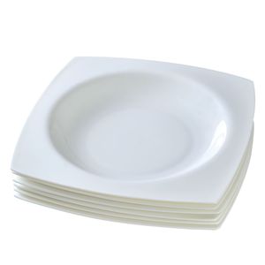 Elegante Set di Piatti Quadrati in Ceramica per 6 Persone, Adatti al Microonde, Stoviglie Bianche per Cucina, Set di Piatti per Insalate - Product Image 5