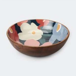 Handcrafted Mango Wood Serving Bowl with <b>Tomato</b> Print Enamel Inlay Decorative Round Salad Bowl for Kitchen Dining Table Decor - Product Image 6