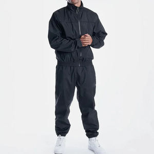 High Quality Men's Jackets lightweight plain solid smooth fabric waterproof tracksuit unisex oversize full <b>zip</b> nylon wear tracks - Product Image 5