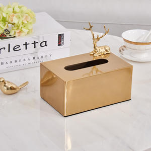 Boîte à mouchoirs décorative en métal moderne, faite à la main, Lavie Creations, forme carrée, pour restaurant, hôtel, maison, table à manger - Product Image 4