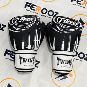Gants de boxe professionnels pour le kickboxing, noirs et dorés, en cuir de vache véritable, pour l'entraînement au Muay Thai, MMA, sports de combat - Product Image 2