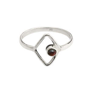 Bague en argent sterling 925 massif avec pierre précieuse grenat taille ronde facetée et design ouvert taille marquise, bijoux bohèmes en gros - Product Image 1