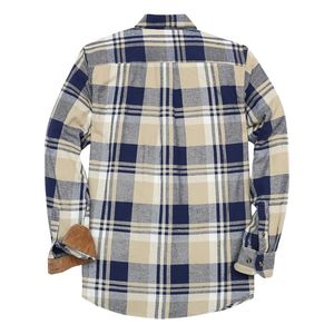 Chemise en flanelle pour homme, motif à carreaux bleu marine, doublure en coton brossé confortable, boutonnée, style Heritage Outdoor. - Product Image 2