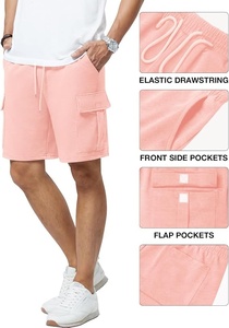 Pantalones Cortos Cargo Bermuda para Hombre, Color Granate, con Cordón, Cintura Media, Casuales, Transpirables, con Bolsillos Tejidos, Diseño a Cuadros, Poliéster/Algodón, 180g, Digital - Product Image 2