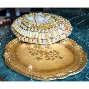 Metal <b>Chocolate</b> Tray | Decorative Round Serving Platter for <b>Wedding</b> & Gift Luxury Food Display - Product Image 5