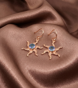 Pendientes de Topacio Místico con Forma de Gota de Sol, Plata de Ley 925, Chapados en Oro Amarillo y Oro Rosa, Joyería Boho Celestial Hecha a Mano, Regalo - Product Image 3