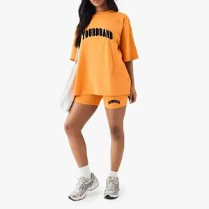 Nouvel ensemble décontracté deux pièces pour femme en coton 100% uni, broderie personnalisée, chemise et short oversize vintage, service OEM ODM - Product Image 1