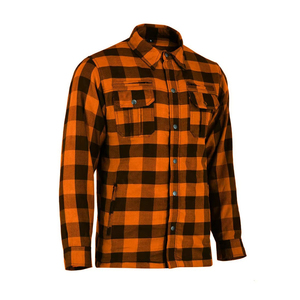 Orange Black Plaid Armored <b>Motorcycle</b> Flannel <b>Shirt</b> % Cotton Heavy Duty Inner Lining Removable CE Armor Pads Plus Size - Product Image 3
