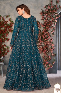 ชุดอานาร์กาลีปักลายผีเสื้อแบบทันสมัย ผ้าเน็ตเย็บกึ่งสำเร็จรูป สำหรับงานแต่งงาน งานปาร์ตี้ งานดิวาลี และงานพรอม - Product Image 5