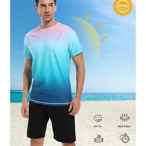 เสื้อยืดรัดรูปผู้ชาย แขนสั้น ป้องกันรังสียูวี แห้งเร็ว รับผลิตแบบ OEM - Product Image 4